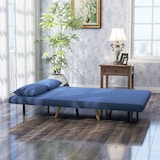 thumbnail of HOMCOM sofá cama de 2 plazas sofá cama plegable tapizado en lino con respaldo ajustable en 5 posiciones y 2 almohadas 120x75x85 cm azul oscuro