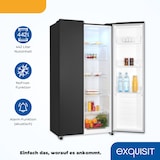 thumbnail of Exquisit Side-by-Side-Kühlschrank, Kühl-Gefrierkombination, NoFrost, Schnellgefrieren, 4-Sterne-Gefrieren, LED-Display, SBS46-040E inoxlook-az