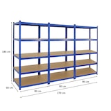 thumbnail of PROREGAL Mega Deal 3x étagère robuste ODIN | HxLxP 180x90x60cm | Charge du compartiment 175kg | Bleu | étagère de garage étagère de cave
