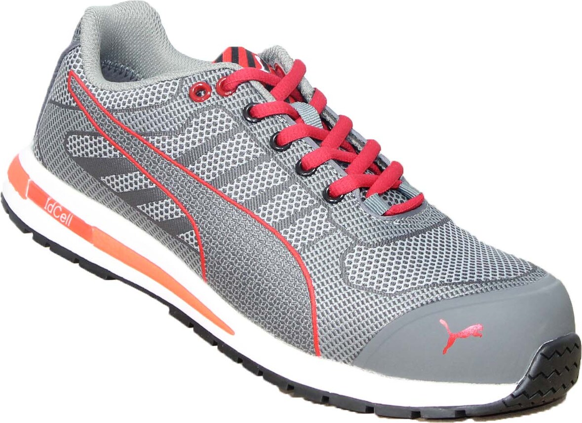 Puma Xelerate Knit Low S1P HRO SRC grau/rot Sicherheitschuhe Arbeitsschuhe Bauschuhe hoch-Größe-43 EU