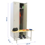 thumbnail of Pack casier métallique démontable DIY Module initial + complément gris 1800x1000x620 mm + banc vestiaire.