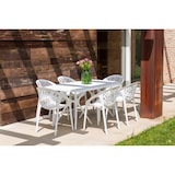 thumbnail of Conjunto de 6 cadeiras em polipropileno, empilháveis, para exterior e jardim, bar e restaurante, cozinha, design moderno – Ambra – Branco