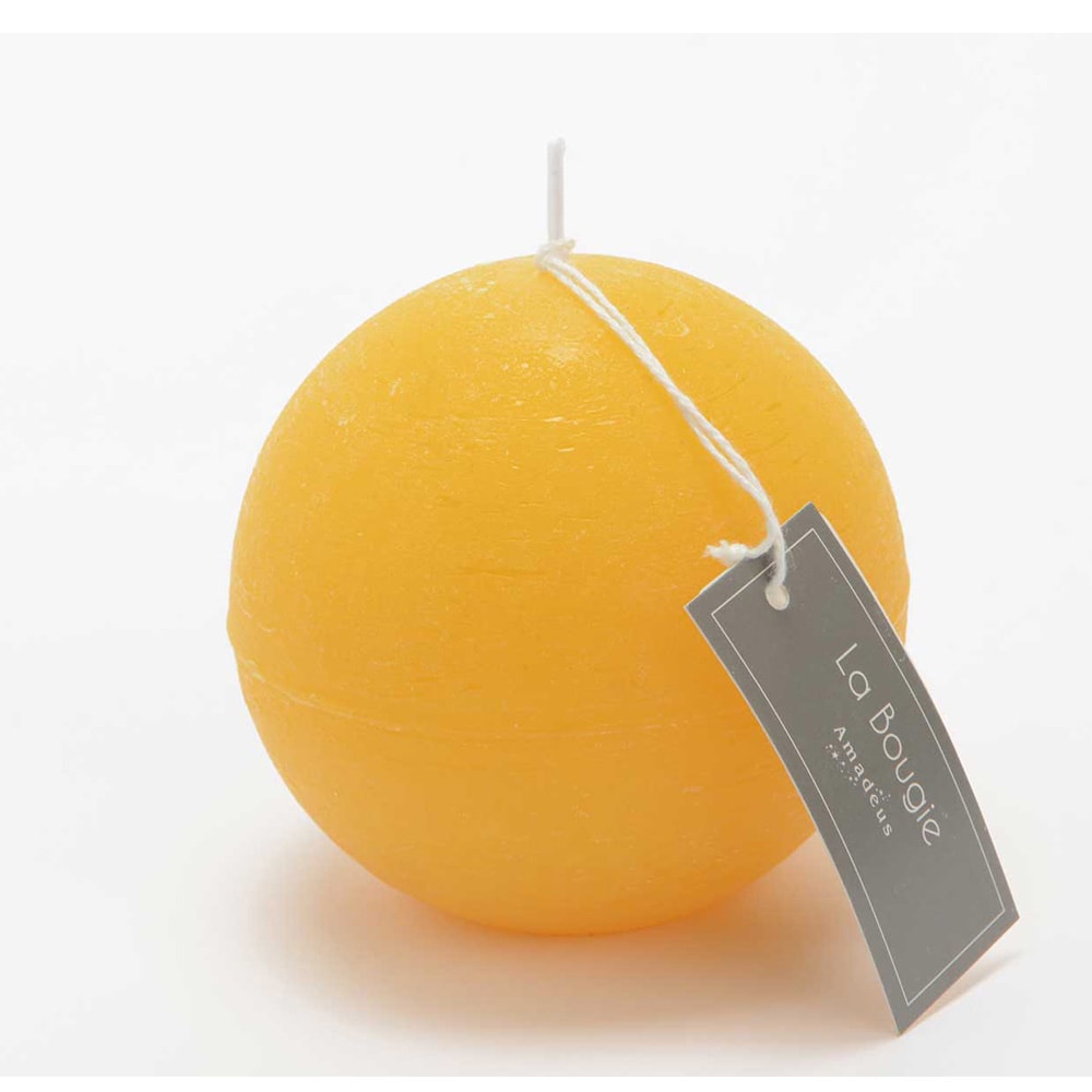 Bougie grande sphère 8 cm moutarde x6 -  Jaune Rond Cire Amadeus 8.3x8 cm