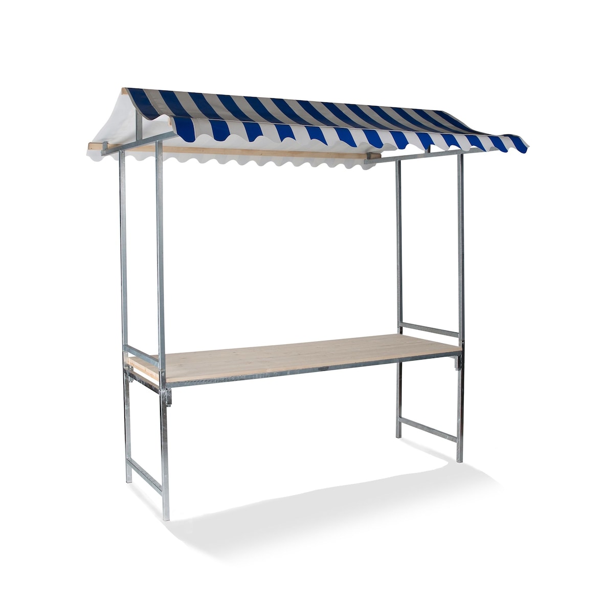 Essentials Professional Marktkraam blauw-wit,brandwerend PVC dekzeil, vurenhout, 200x151x232cm (LxBxH)