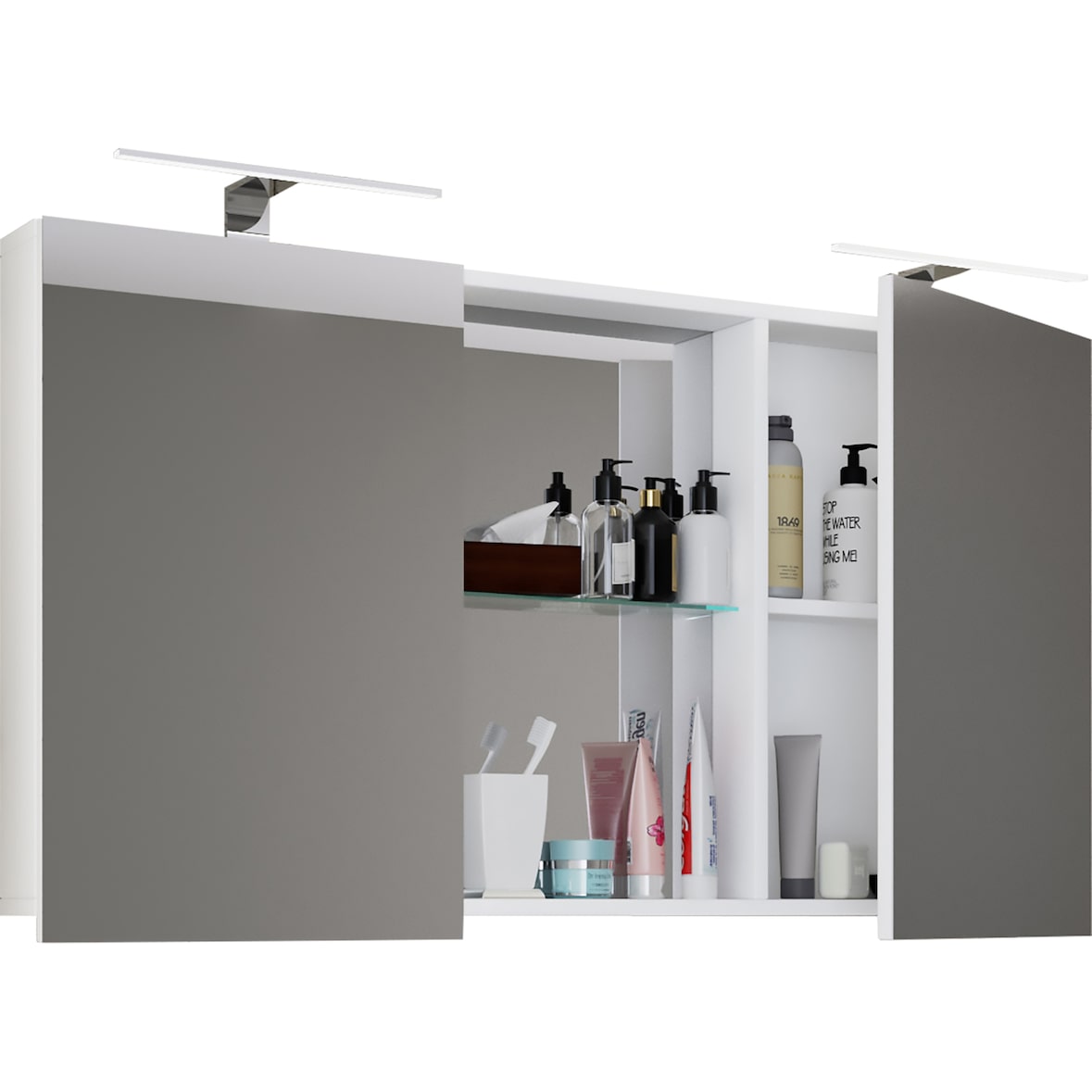 VCM Badmöbel Spiegelschrank Budasi Weiß H. 59 x B. 112 cm T. 12 cm