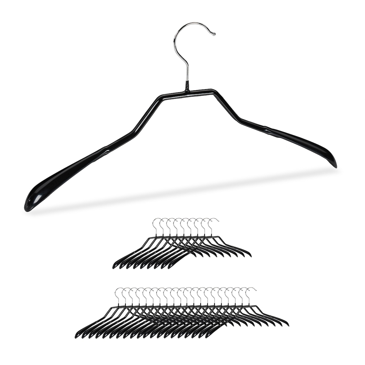 Relaxdays Anzug Kleiderbügel, 30er Set, breite Schulter, rutschfest, gummiert, aus Metall, Kostüm, Jackenbügel, schwarz