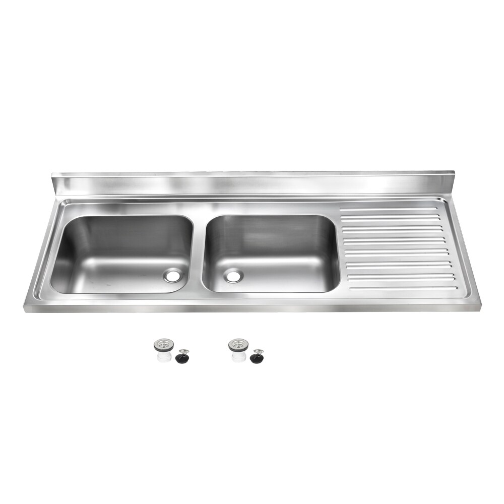 Fregadero dos senos con escurridor Industrial INOX 1600x600x250mm