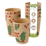 thumbnail of BIOZOYG 500 Stück Riffelbecher für Heißgetränke 300ml / 12oz Einwegbecher Pappbecher Zweige Winterbecher kompostierbar umweltfreundlich
