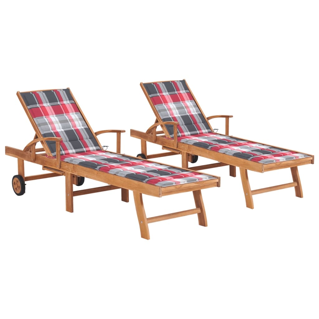 Helloshop26 - Conjunto de 2 tumbonas hamacas camas de jardín muebles de terraza muebles de exterior con cojines estampado de 02_0012030