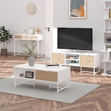 thumbnail of Mesa de Consola 100x30x75 cm Mesa de Entrada con 2 Cajones de Almacenamiento y Marco de Metal Mueble Recibidor Moderno para Pasillo Salón