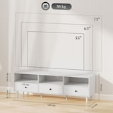 thumbnail of TV Lowboard 140x34x45 cm mit 3 Schubladen und 3 offenen Fächern Kabelmanagement Weiß aus Holzwerkstoff für Fernseher bis 75 Zoll