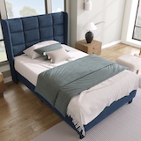 thumbnail of Polsterbett 90x200 cm mit gepolstertem Kopfteil in Blau – zeitloses Design, hoher Komfort und robuste Konstruktion für entspannte Nächte