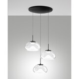 thumbnail of Brena - Fabas Luce 3-flammige runde Pendelleuchte - 30 W dimmbare LED - Transparente runde Deckenrosette d. 35 cm