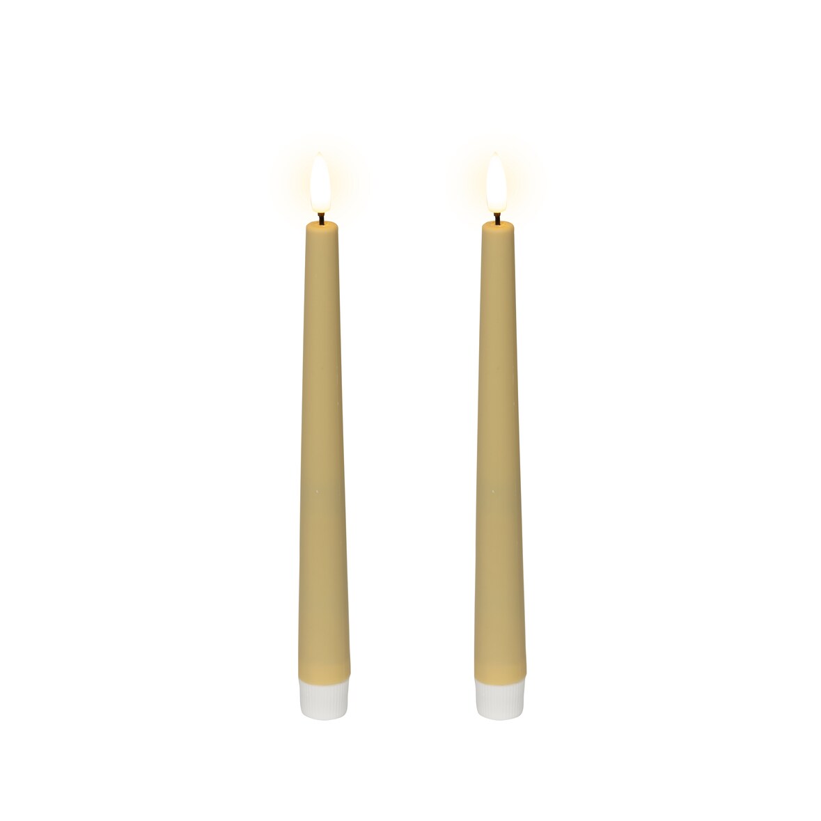 2 LED Kerzen mit Timerfunktion Outdoor 25,5cm Kunststoff - Kunststoffkerzen flackernde Flamme batteriebetrieben Stabkerzen Dunkel Creme Warmweiß
