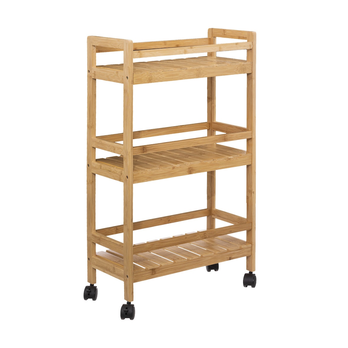 Desserte roulante 3 niveaux en Bambou H 80 cm