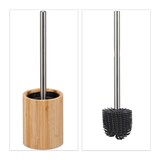 thumbnail of Relaxdays Silikon Toilettenbürste, antibakteriell, Klobürste mit Wechselbürstenkopf, Bambus Bürstenhalter, natur/silber