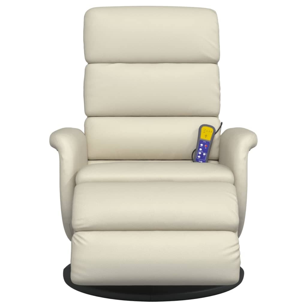 vidaXL Massagesessel mit Fußteil Creme Kunstleder
