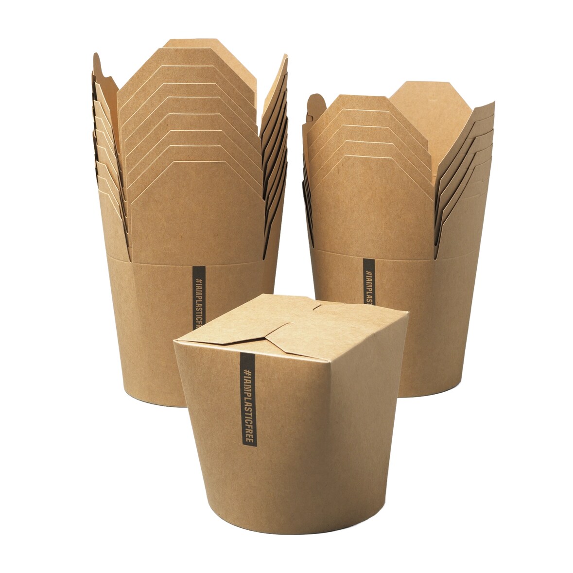 #IAMPLASTICFREE 50 Stück Snackbox 400ml aus braunem Kraftpapier - Asiabox, Dönerbox, Einwegbox, biologisch abbaubar, hitzeresistent, ungebleicht