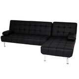 thumbnail of Schlafsofa HWC-K22, Couch Ecksofa Sofa, Liegefläche links/rechts Schlaffunktion 236cm ~ Kunstleder schwarz