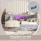 thumbnail of Schlafsofa 140x200 cm mit LED-Beleuchtung, ausziehbar, grau, mit Steckdosen und USB-Anschluss, ohne Matratze