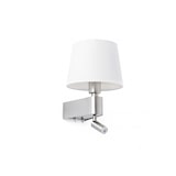 thumbnail of room led, applique in metallo satinato con paralume bianco, faro barcelona