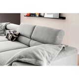 thumbnail of KAWOLA Sofa DELIA Ecksofa Cord hellgrau mit motorischem Sitzvorzug Recamiere links