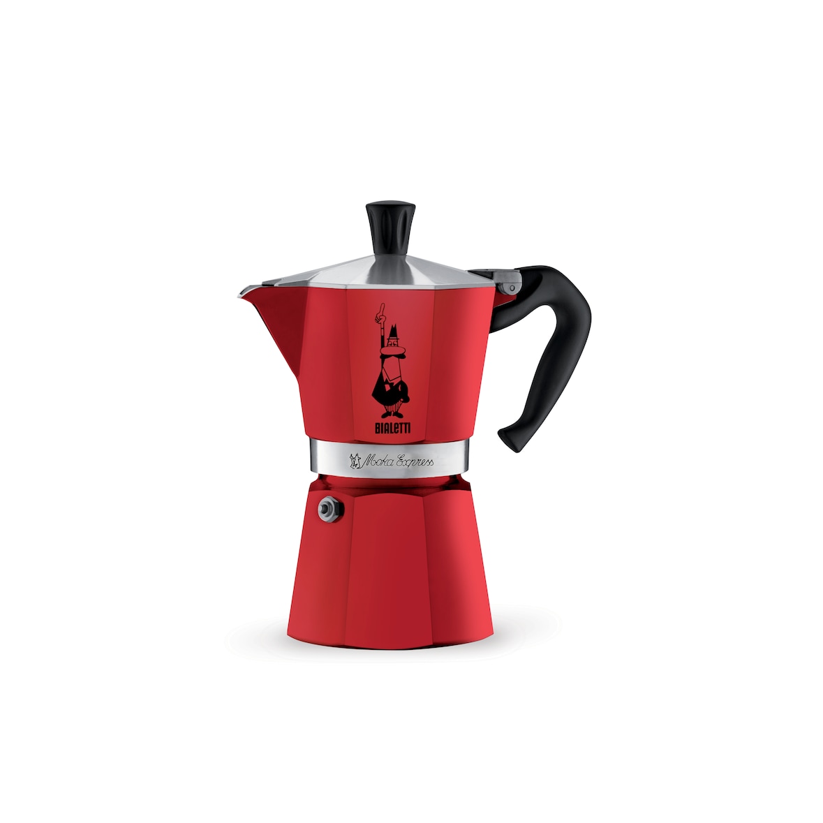 Bialetti Moka Express Espressokocher, Aluminium, 6 Tassen, rot