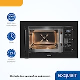 thumbnail of Exquisit Einbau-Mikrowelle EMW20-DG-020 schwarz | Grill | max. 1000 W | Garraum 20 l | Schwarz Front
