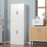 thumbnail of HOMCOM aparador alacena de cocina mueble auxiliar con 4 puertas y 5 estantes abiertos para comedor salón estilo moderno antivuelco 60x36x168 cm blanco