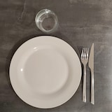 thumbnail of Restootab - Tafel 70x70cm - model Round witte voet met metallic leisteen