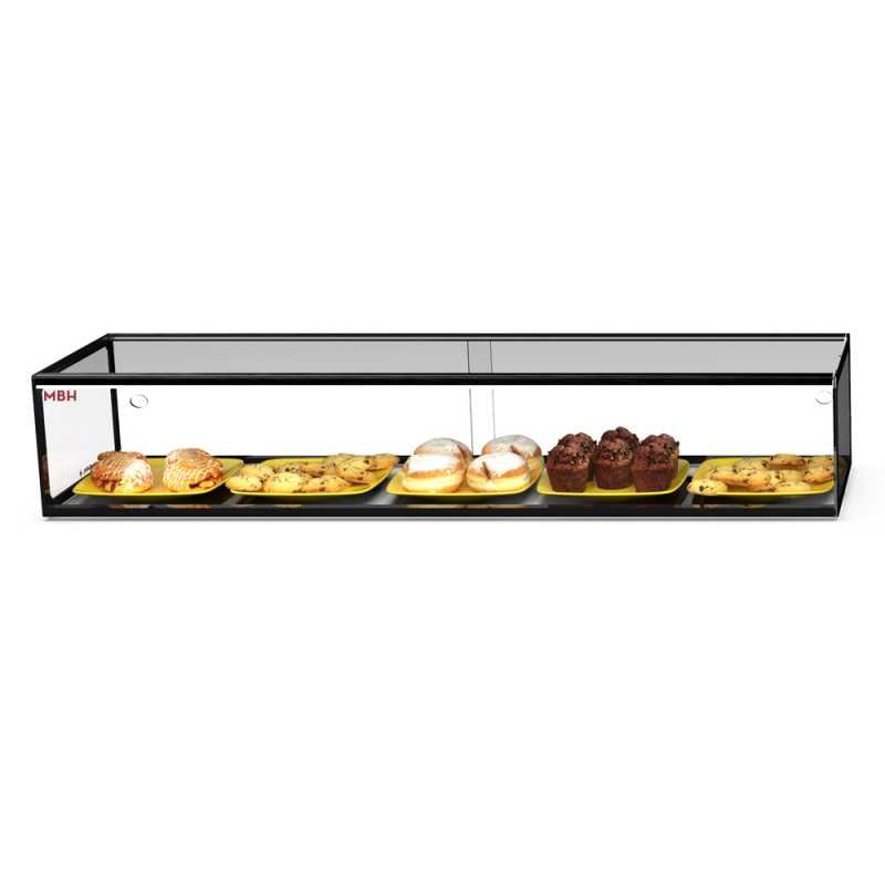 MBH - Vetrina espositiva neutra professionale Snack 120 cm vetri dritti. Espositore neutro da banco porta brioches per bar e pasticceria.