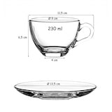thumbnail of Pasabahce Satz von 6 Teetassen mit Untertasse Linie Basic Glas, Transparent