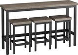 thumbnail of Esstisch Set mit 3 Hockern Bartisch 148x40x90 cm Braun+Grau, MDF Tischplatte und Metallgestell, platzsparend und pflegeleicht