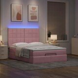 thumbnail of vidaXL Ottoman-Bett mit Matratzen & LEDs Rosa 140x200 cm Samt