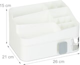 thumbnail of Relaxdays Make Up Organizer, 18 Fächer, Kosmetik Aufbewahrung, Kunststoff, HBT: 15 x 26 x 21 cm, Kosmetikorganizer, weiß