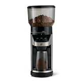 thumbnail of Tchibo elektrische Kaffeemühle, eingebaute Waage, Kegelmahlwerk, Schwarz/Silber
