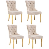thumbnail of Merax Silla de Comedor Juego de 4 Sillas de Salón 4 Piezas Silla tapizada Patas de Apoyo de Acero Inoxidable Chapado en Oro Terciopelo Beige