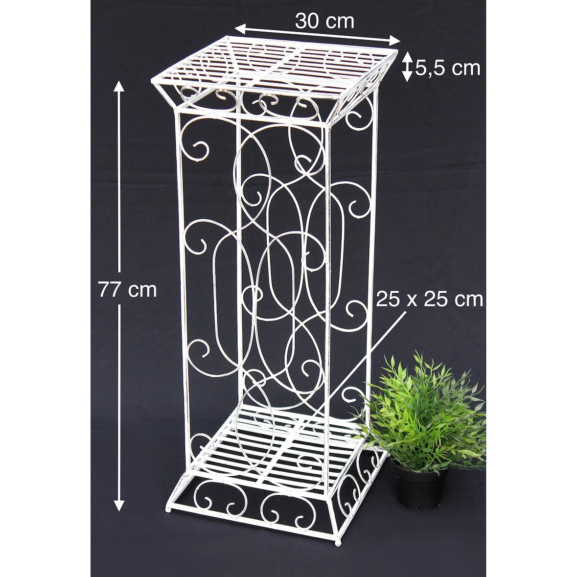 DanDiBo Blumenhocker Metall Weiß Eckig 77 cm Blumenständer 20304 Blumensäule Beistelltisch Pflanzenständer