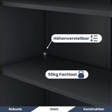 thumbnail of Aktenschrank abschließbar ROLF - Schiebetüren, 5 Ebenen | Büroschrank aus Stahl Metallschrank Werkstatt Werkzeugschrank, 185x90x40cm Anthrazit-Weiß