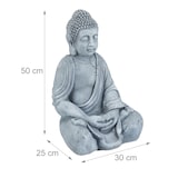thumbnail of Relaxdays XL Buddha Figur sitzend, 50 cm hoch, Feng Shui, Outdoor, Garten Dekofigur, große Zen Buddha Statue, hellgrau