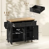 thumbnail of Isla de cocina con ruedas carro de cocina mueble auxiliar de cocina con 2 cajones 4 puertas especiero y barra lateral 111x44,5x82,5 cm negro