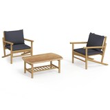 thumbnail of vidaXL 3-tlg. Garten-Lounge-Set mit Dunkelgrauen Kissen Bambus