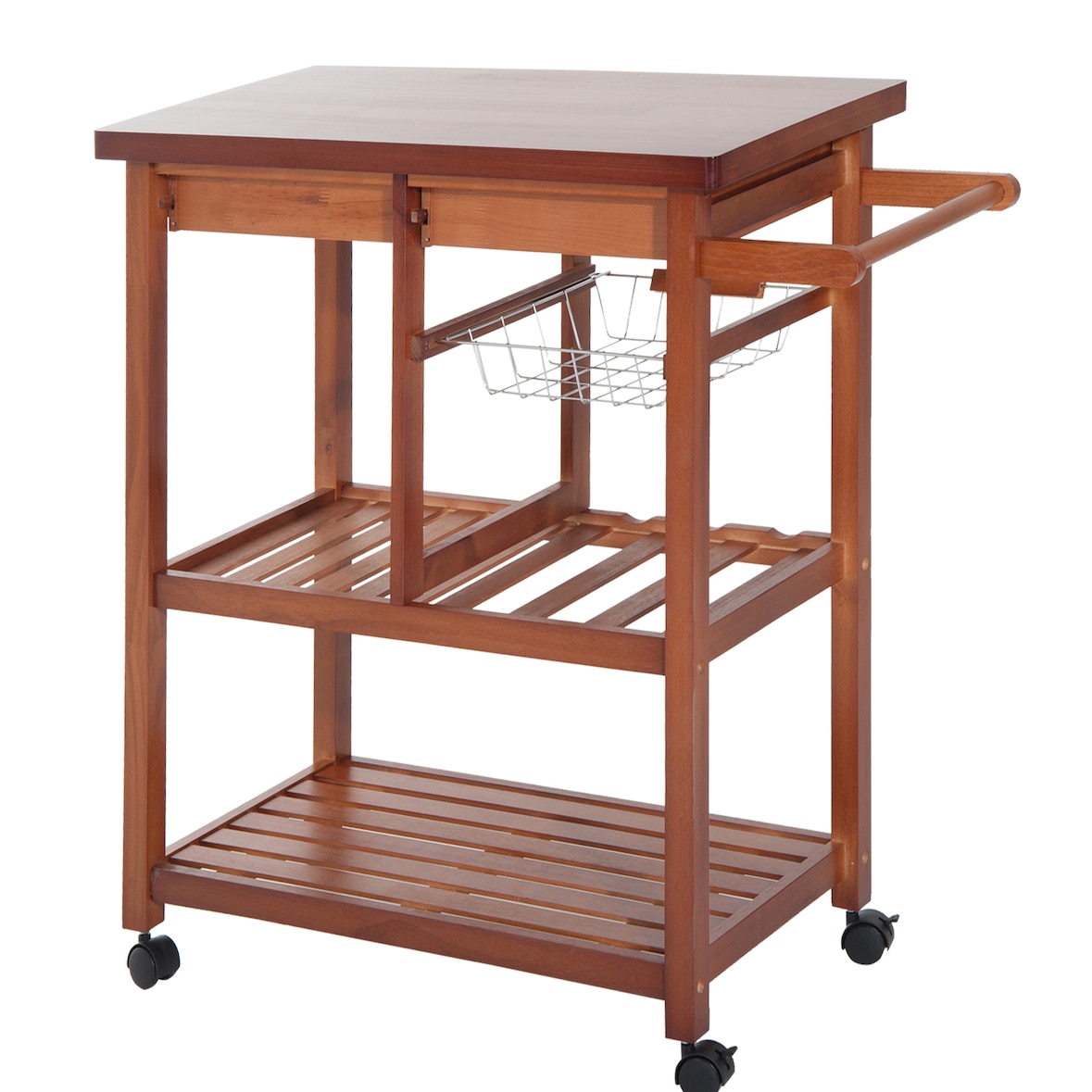 HOMCOM Carrello da Cucina con Portabottiglie, 2 Ripiani  2 Cassetti