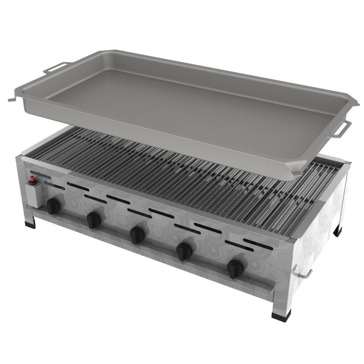 ChattenGlut Professional Gastrobräter 5-flammig Tischgerät 22,5kW und Rost und Pfanne