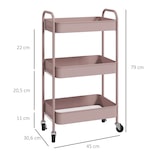 thumbnail of Carrito auxiliar con ruedas carrito de almacenamiento con 3 cestas y marco de acero para salón dormitorio oficina cocina 45x30,6x79 cm rosa