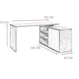 thumbnail of Scrivania Angolare Ufficio Tavolo Computer Pc, Mobile Laterale 1 Anta 6 Ripiani, in Legno FSC, Design cm 150x120x74 Nero Rovere
