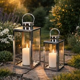 thumbnail of 2er Edelstahl-Laterne Stalllaterne Gartenlaterne Windlicht  30/40cm