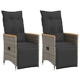 thumbnail of vidaXL Tuinstoelen 2 st verstelbaar met kussens poly rattan grijs