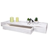 thumbnail of Wandplank HWC-H37, zwevende plank Wandplank Hangplank Plank, lade massief hout 8x80x25cm ~ wit, shabby