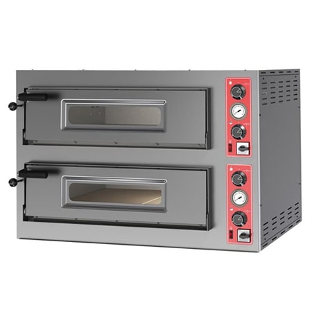 Forno elettrico meccanico per pizza Mod. Mbig12/pr - 2 camere cm 70x105x15 - piano di cottura in mattoni refrattari - pizze 6 + 6 (ø cm 30/34)